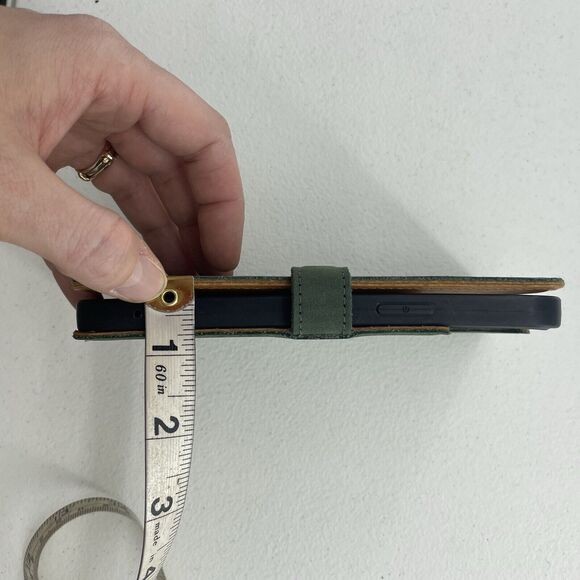 SNAKEHIVE Green Suede Leather Wallet 12 Pro Max Apple iPhone Case ID Card Holder - Picture 15 of 15